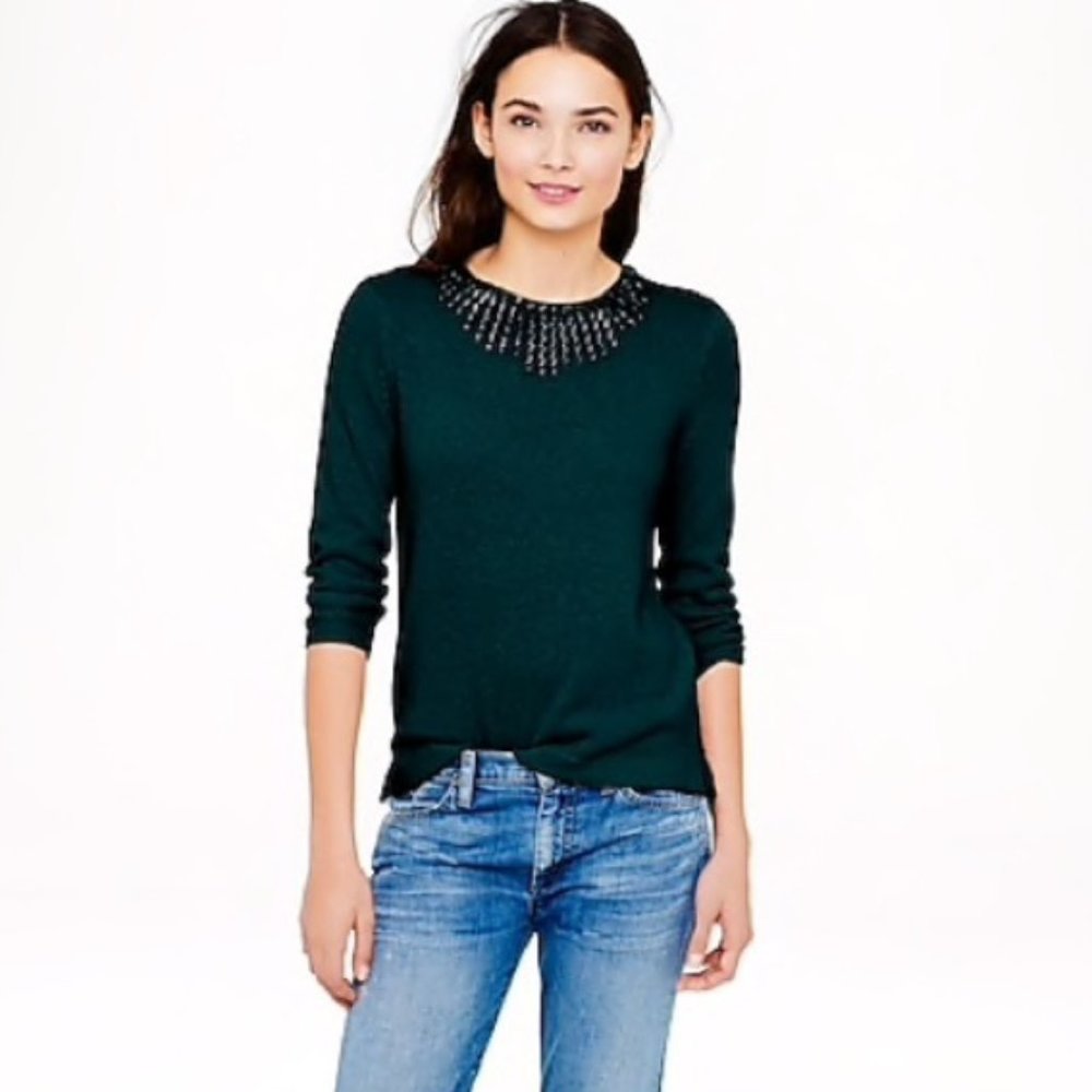 J. Crew Jeweled Starburst Sweater Green Size XS